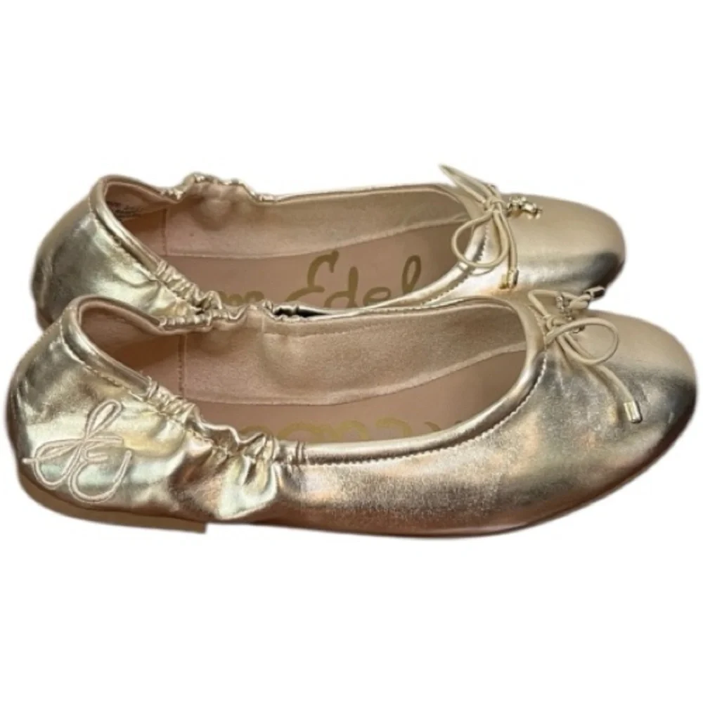 Sam Edelman Felicia Metallic Gold Ballet Flats Size 3